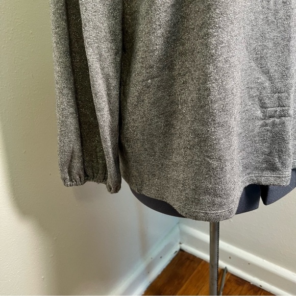 Talbots Tie Back Smocked Top Gray Metallic 2XP - Picture 6 of 12